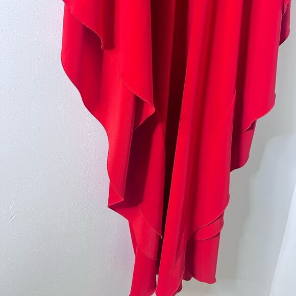 ISSUE New York Red Deep V-Neck Sheath Maxi Dress Sz L Elegant Flowy Boho Chic - Picture 10 of 14